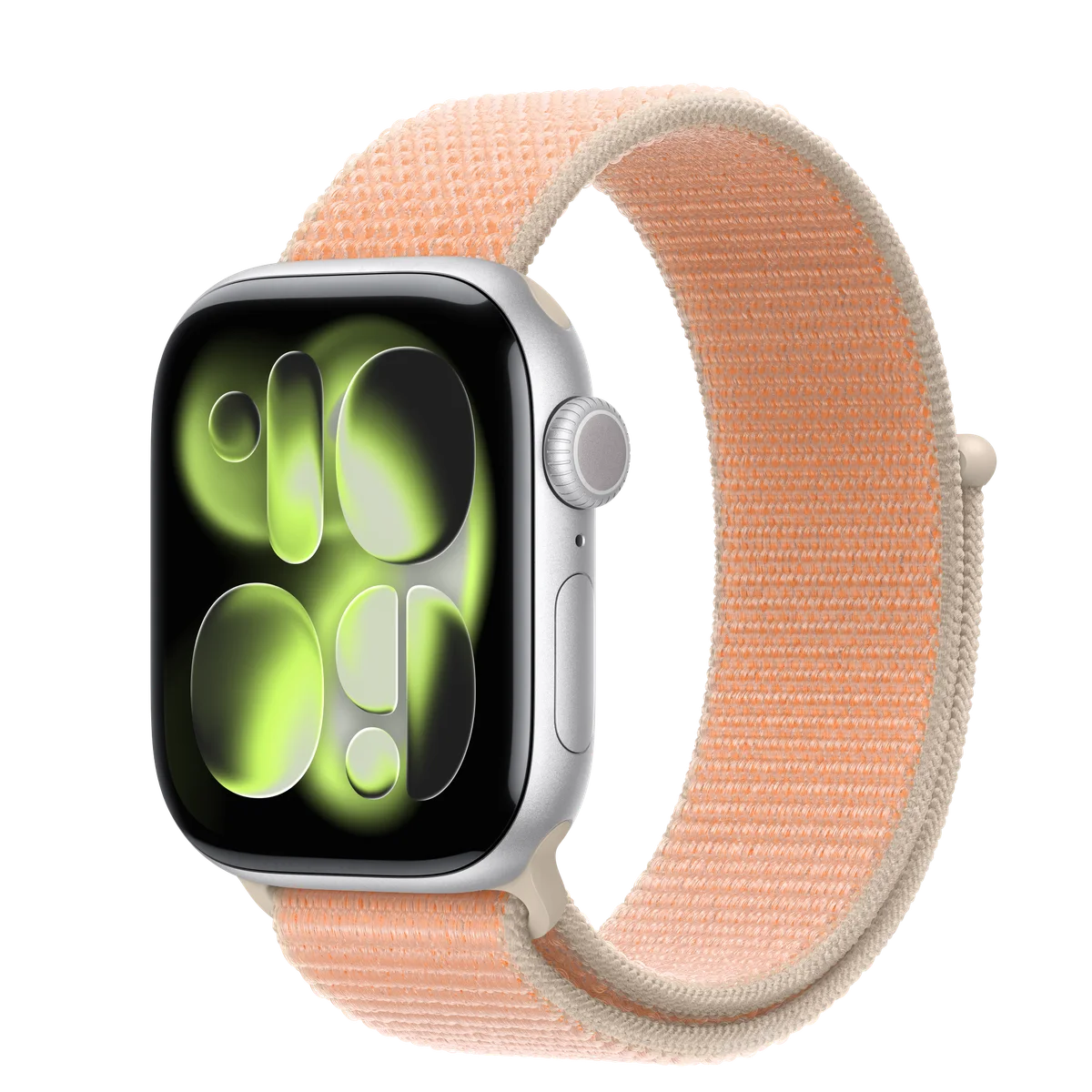 Apple Watch Series 11 42 mm — Zilver/Cantaloupe