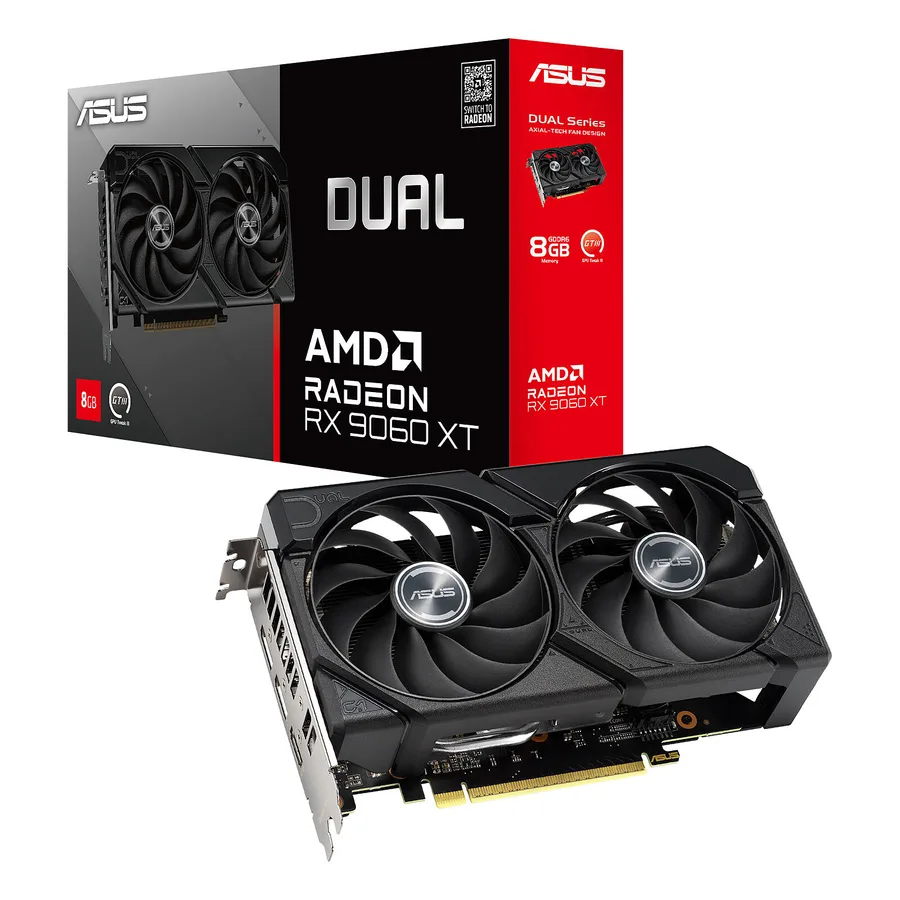 ASUS Dual Radeon RX 9060 XT 8GB GDDR6 — Fabrieksuitvoering