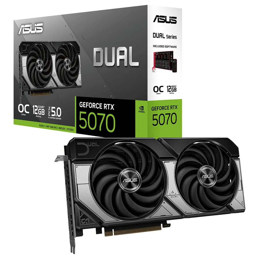 ASUS Dual GeForce RTX 5070 12GB GDDR7 OC Edition — Fabrieksuitvoering
