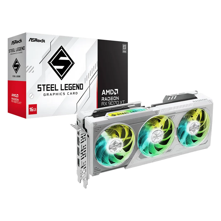 ASRock AMD Radeon RX 9070 XT Steel Legend 16GB — Fabrieksuitvoering