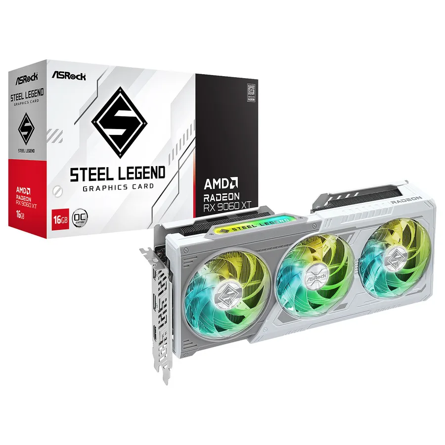 ASRock AMD Radeon RX 9060 XT Steel Legend 16GB OC — Fabrieksuitvoering